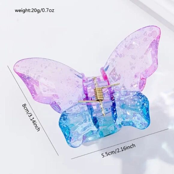 Y2K Vintage Look Amber Butterfly Hair Clip Acrylic Thick Hair Women and Girls - Picture 3 of 3